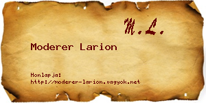 Moderer Larion névjegykártya